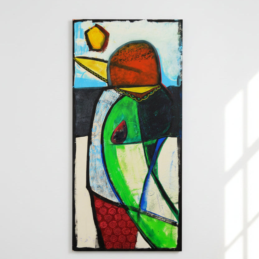 Abstract artwork with geometric shapes and bold colors