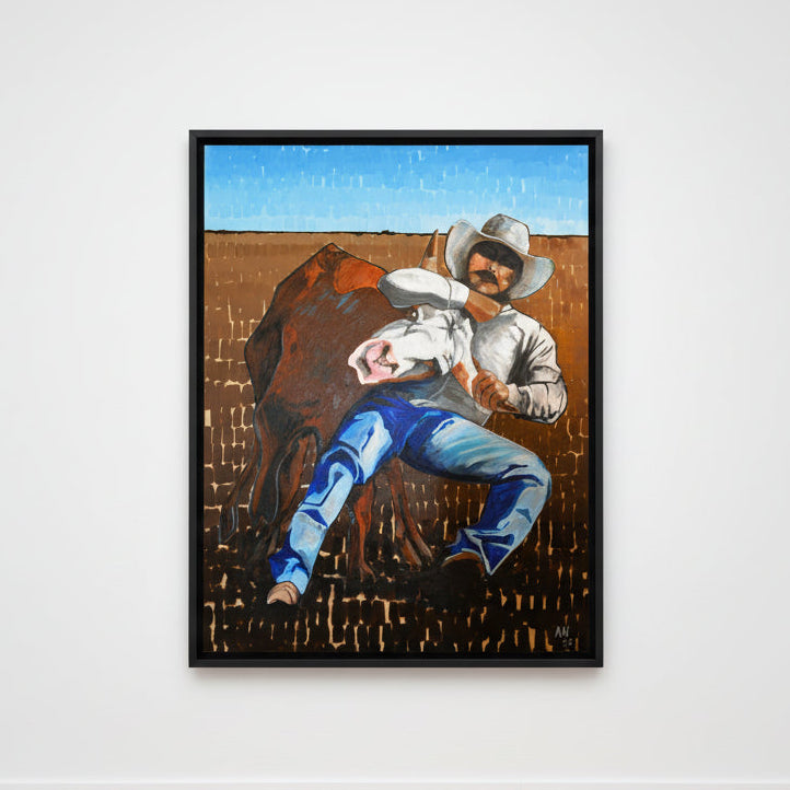 Original acrylic painting artwork of a Cowboy.